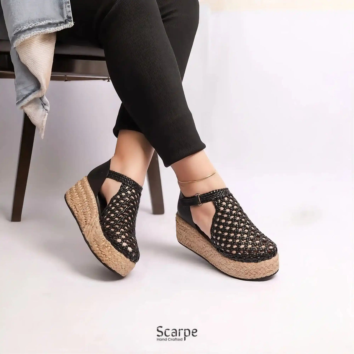 Sandals wedge closed R504 6cm - scarpehandmade