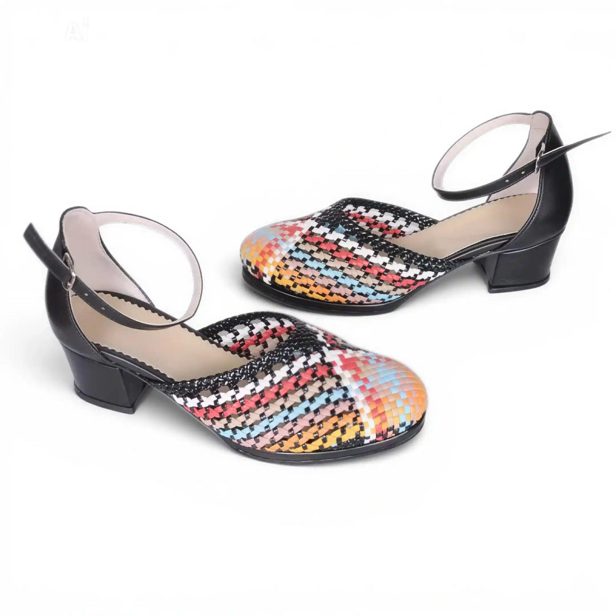 Multicolored braided 3cm sandals - Scarpe
