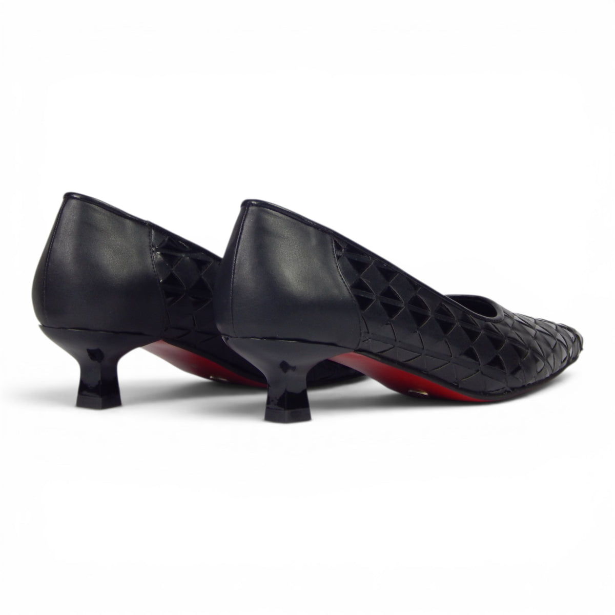 Aurora Geometric Woven Kitten Heel Pumps - Scarpe