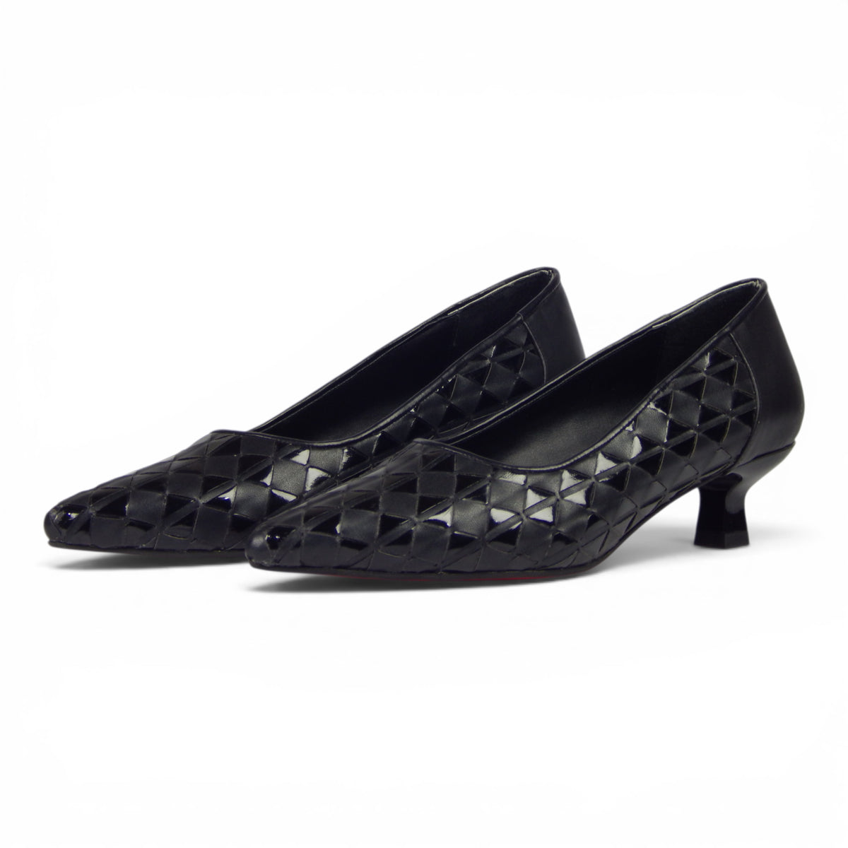 Aurora Geometric Woven Kitten Heel Pumps - Scarpe