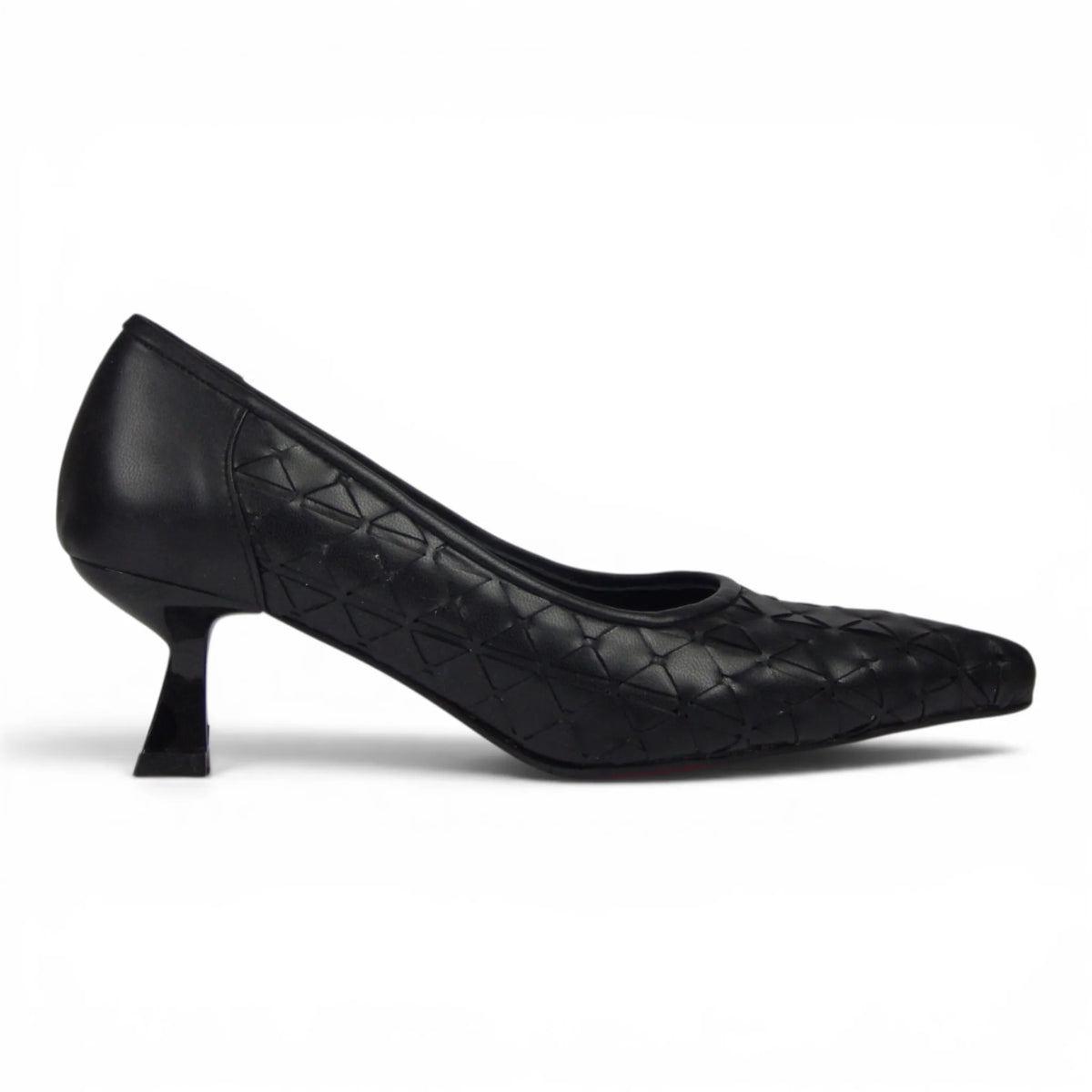 Aurora Geometric Woven Kitten Heel Pumps - Matte R1307 - Genuine Leather, photo 1 - Scarpe Handmade