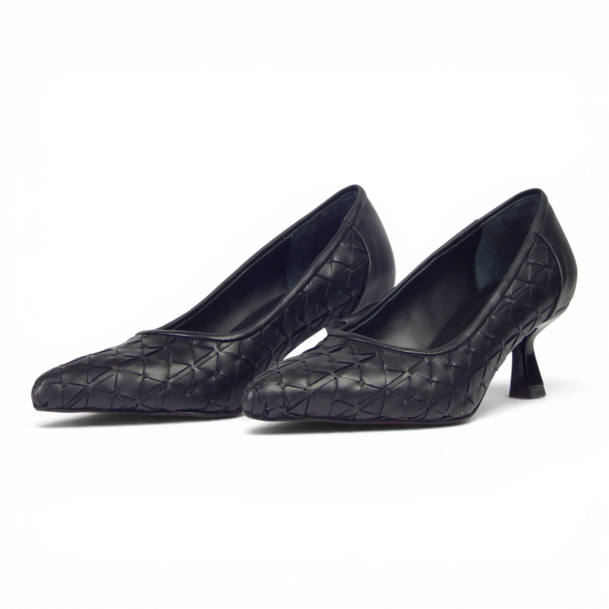Aurora Geometric Woven Kitten Heel Pumps - Matte R1307 - Scarpe