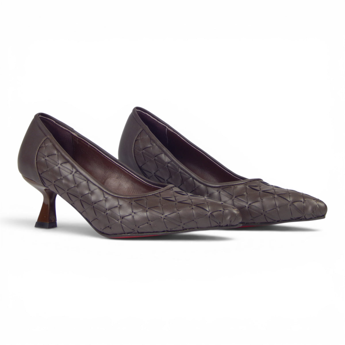 Aurora Geometric Woven Kitten Heel Pumps - scarpehandmade