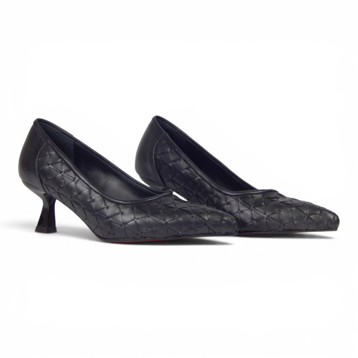 Aurora Geometric Woven Kitten Heel Pumps - Matte R1307 - Scarpe