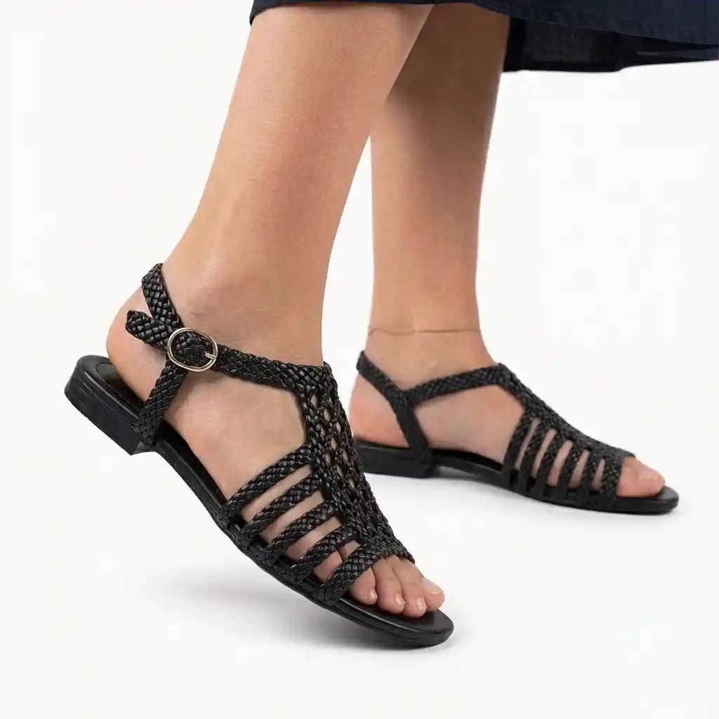 Braided Strappy Flat Sandals R118 - scarpehandmade