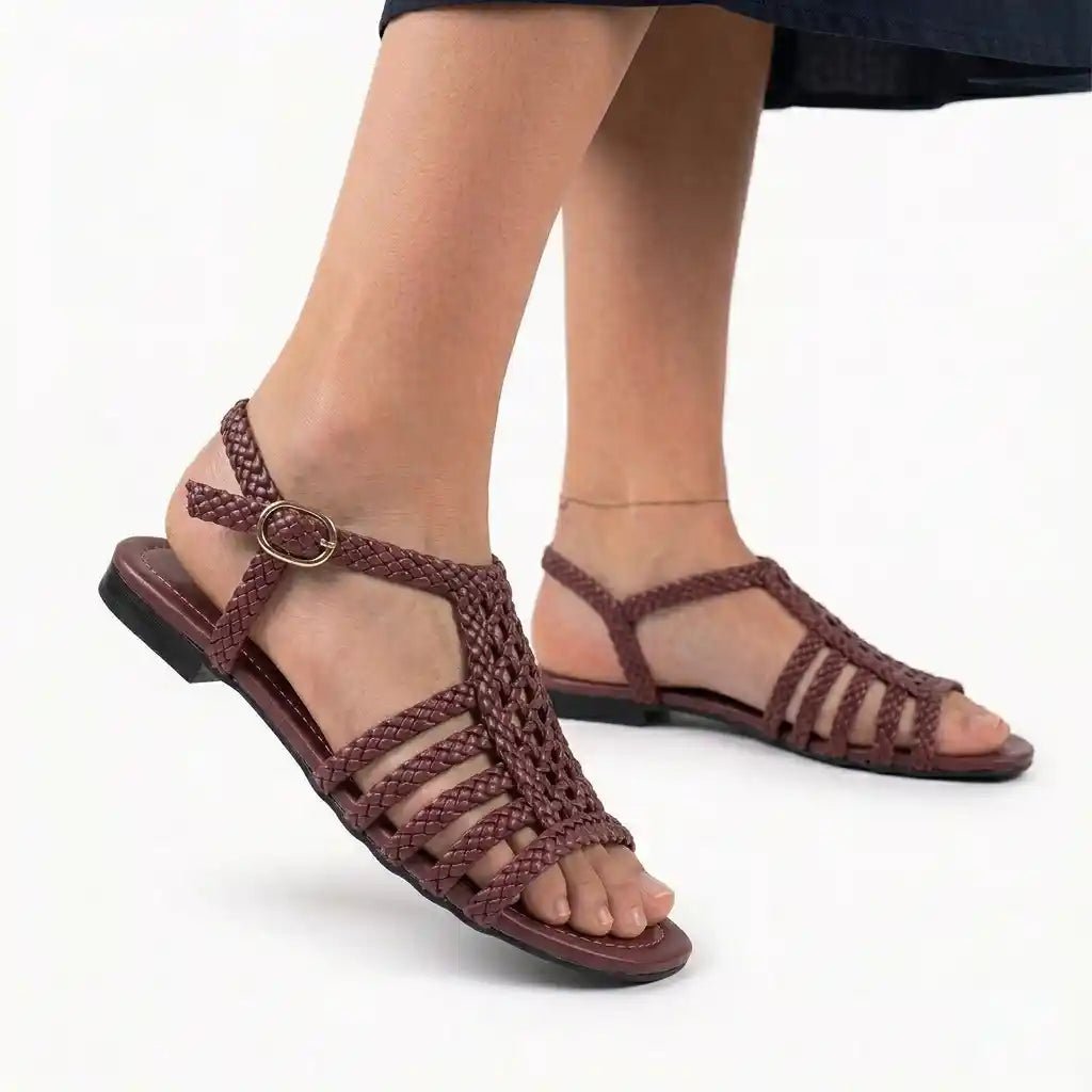 Braided Strappy Flat Sandals R118 - scarpehandmade