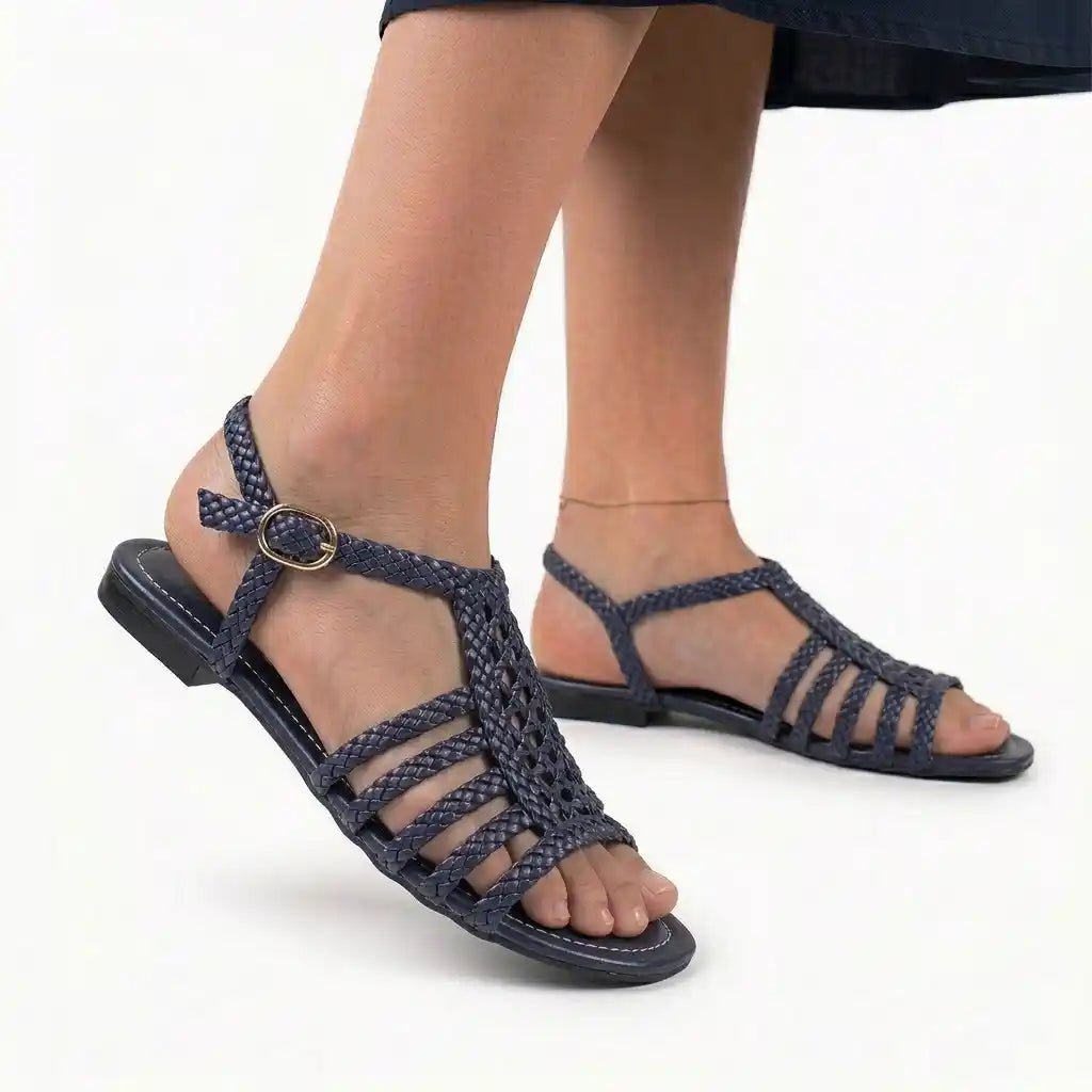 Braided Strappy Flat Sandals R118 - scarpehandmade