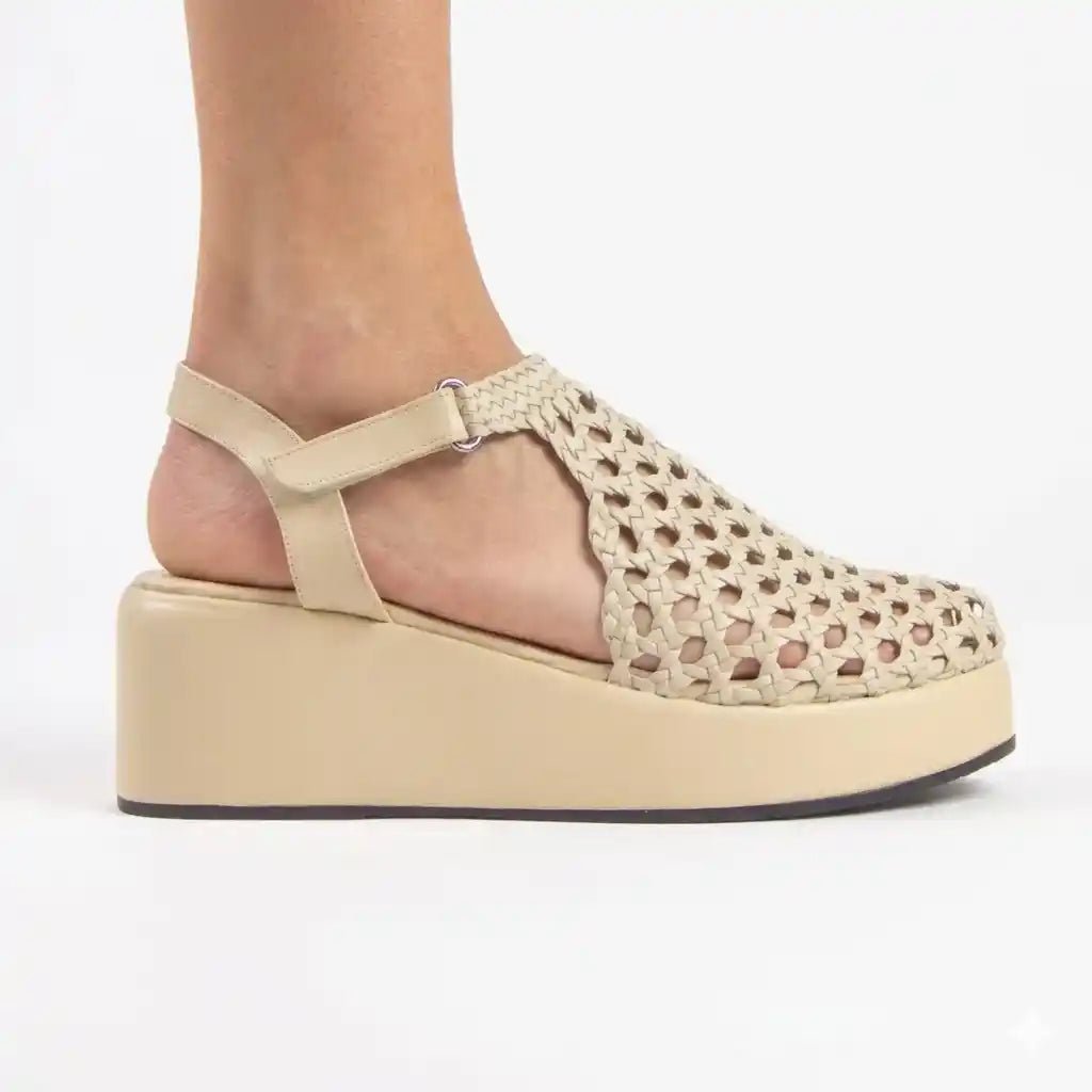 Wedge 6cm braided sandals R700 - scarpehandmade