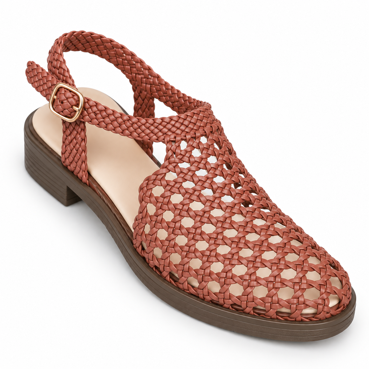 Vesba hand braided flat sandals with a 2 cm heel — Scarpe Handmade