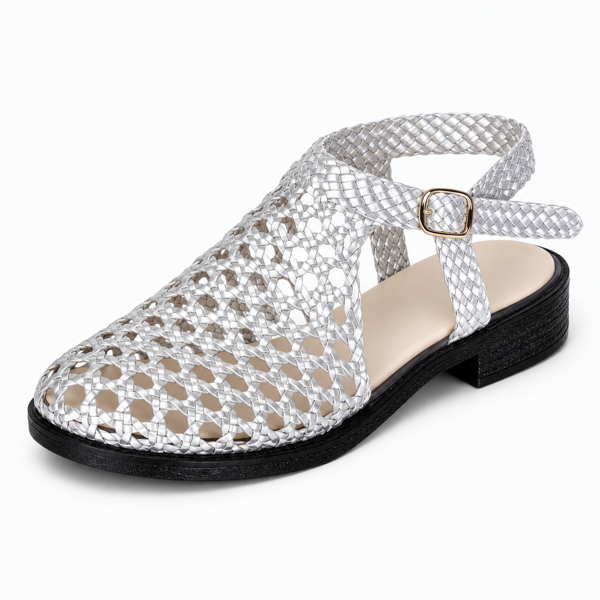 Vesba hand braided flat sandals with a 2 cm heel — Scarpe Handmade