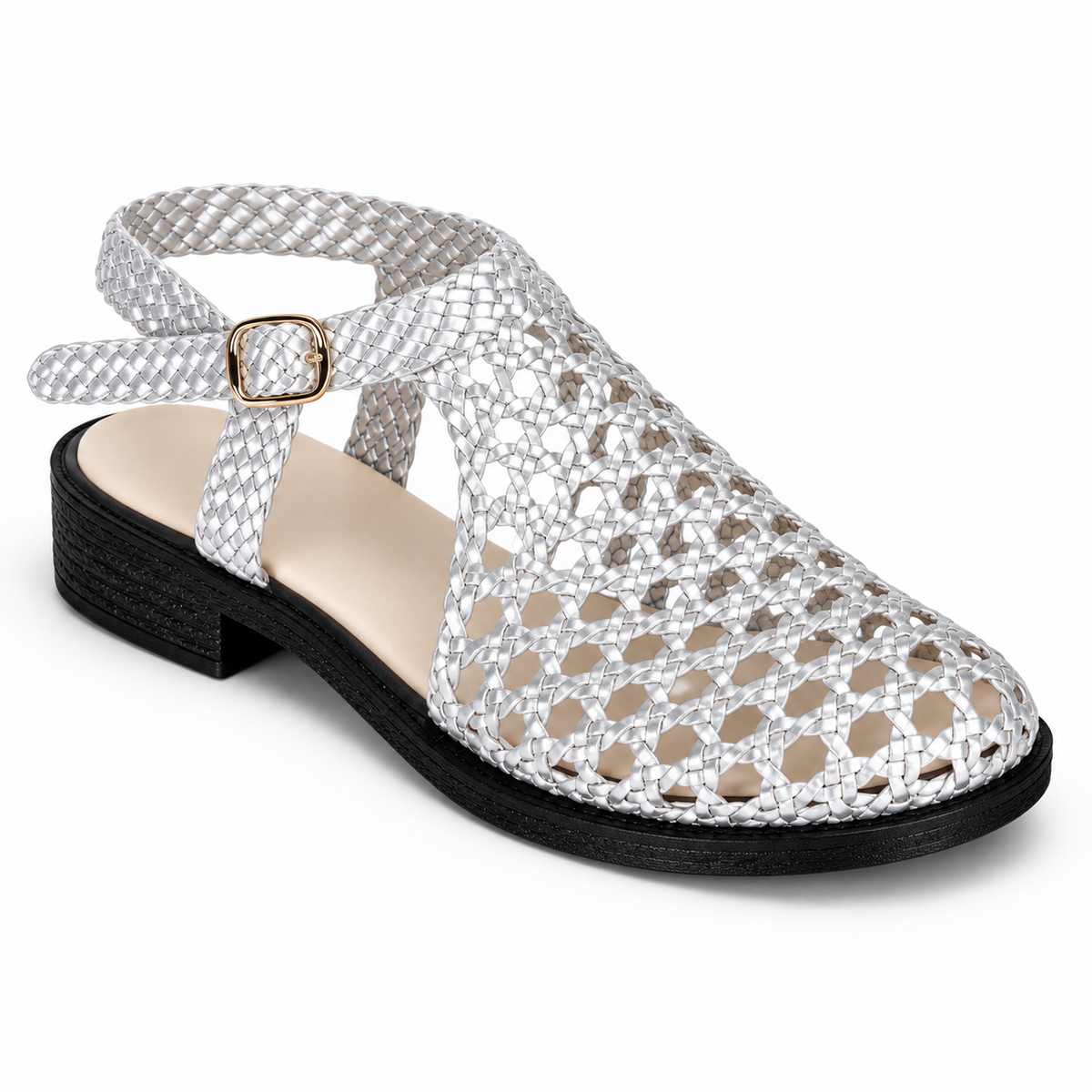 Vesba hand braided flat sandals with a 2 cm heel — Scarpe Handmade