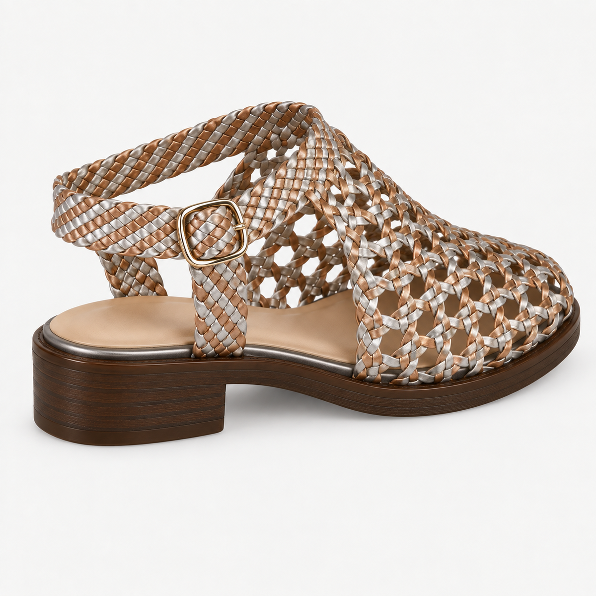 Vesba hand braided flat sandals with a 2 cm heel — Scarpe Handmade