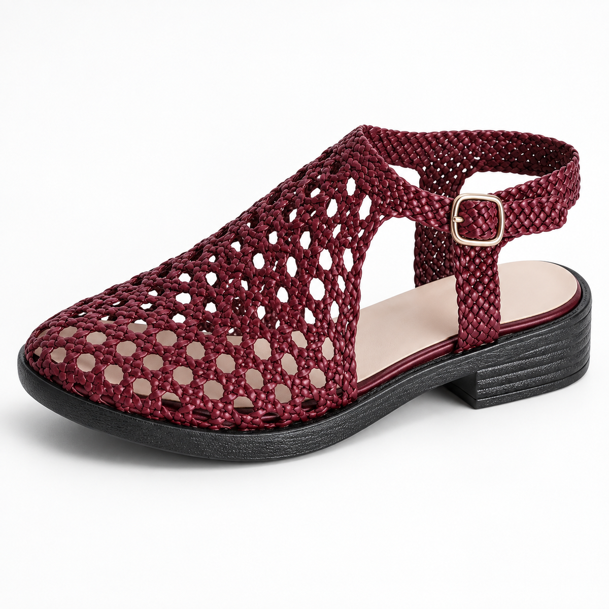 Vesba hand braided flat sandals with a 2 cm heel — Scarpe Handmade