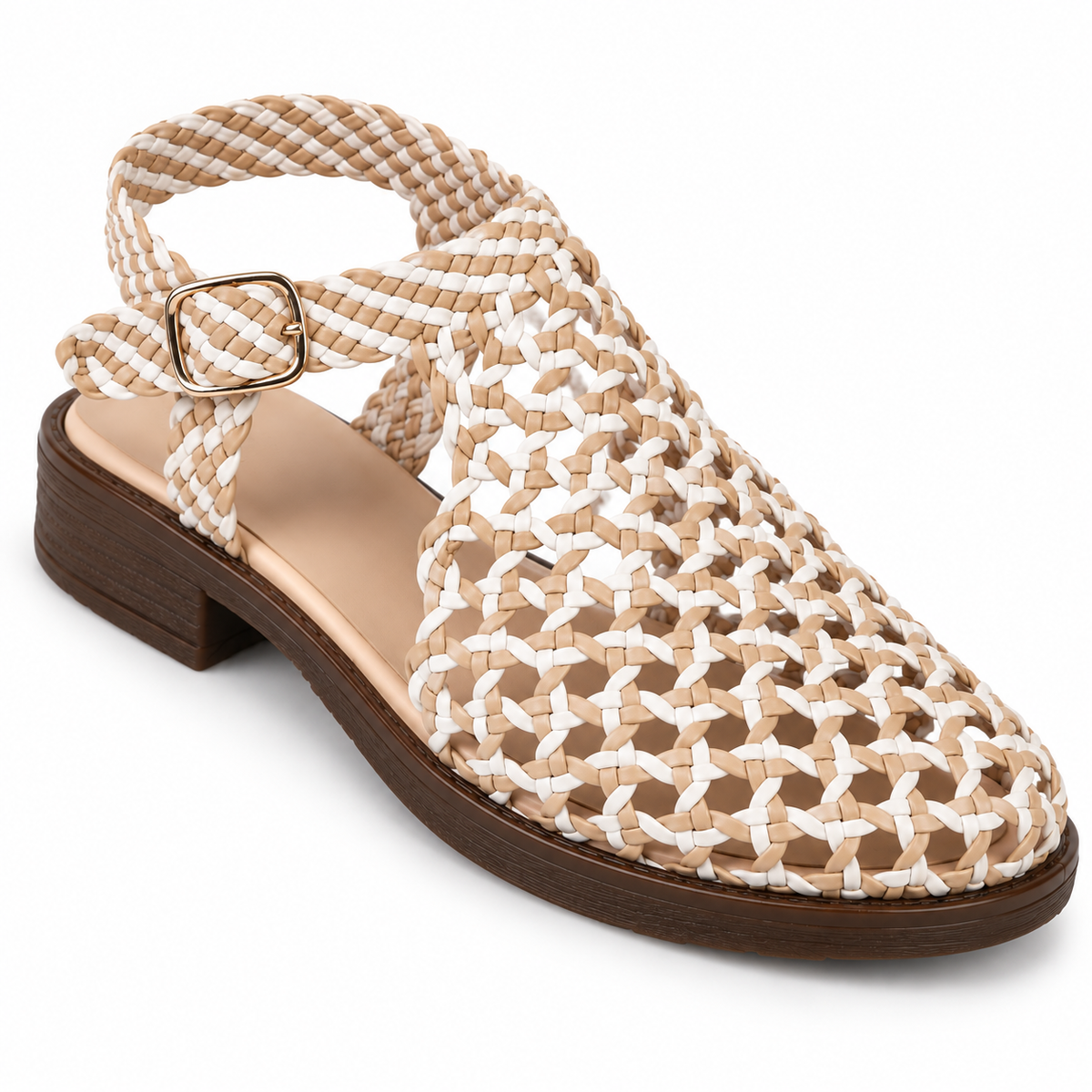 Vesba hand braided flat sandals with a 2 cm heel — Scarpe Handmade
