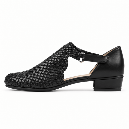 Margreet 2cm handmade woven flat sandals - Black, photo 2 - Scarpe Handmade