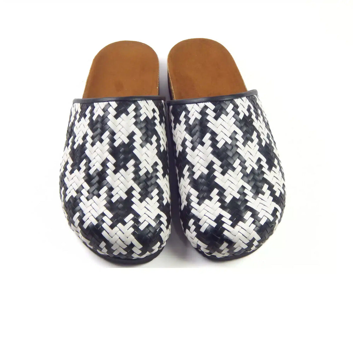 Black and White Houndstooth Clogs, photo 4 - Scarpe Handmade