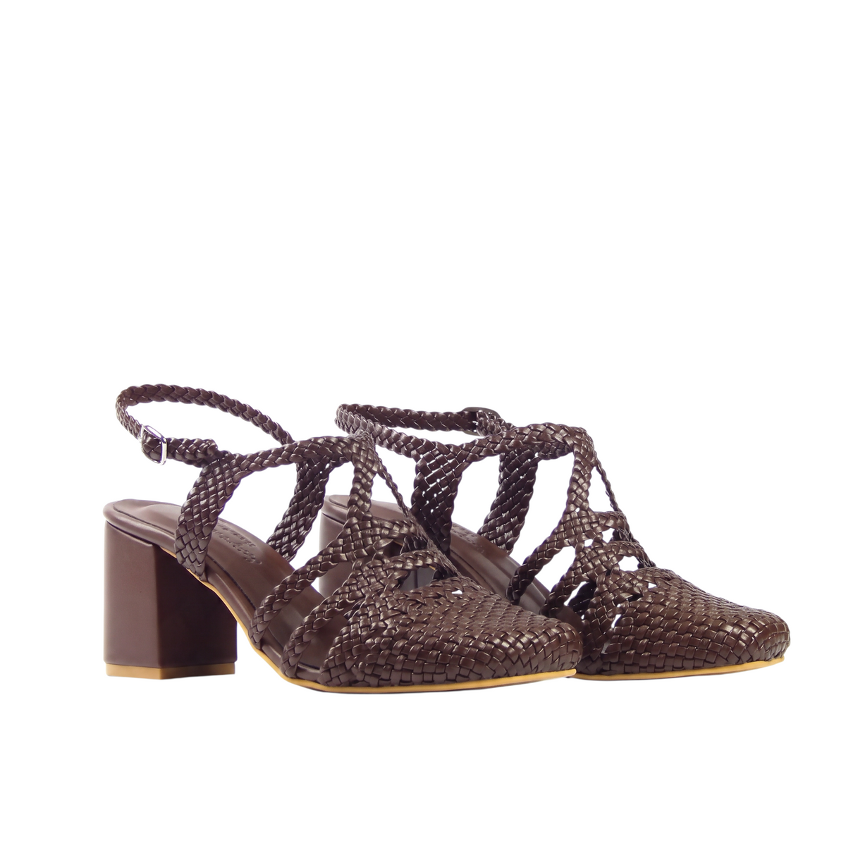 Brown Riviera Sandals 7cm - pair 3/4 view - Scarpe