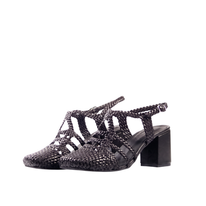 Black Riviera Sandals 7cm - pair angle view - Scarpe