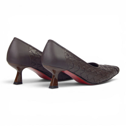 Aurora Geometric Woven Kitten Heel Pumps - scarpehandmade