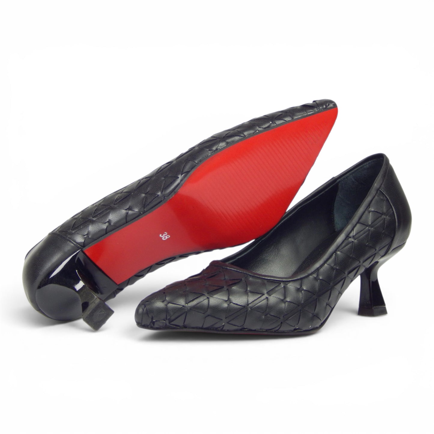 Aurora Geometric Woven Kitten Heel Pumps R1307