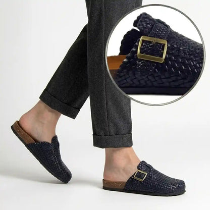 Midnight Buckle Weave Clogs R1101