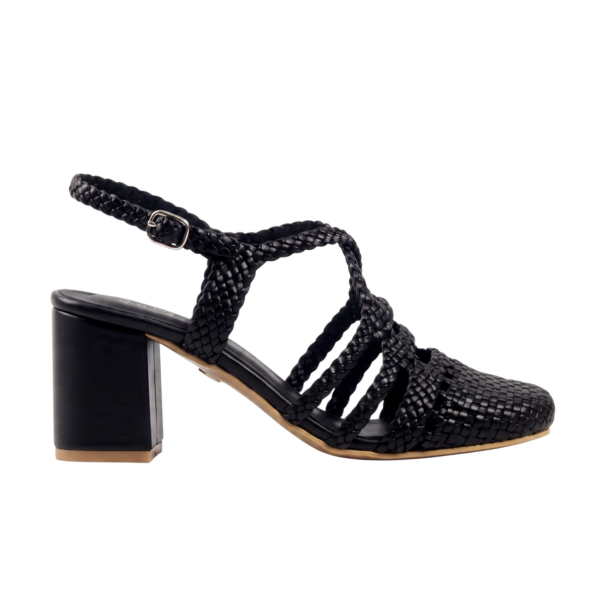 Black Riviera Sandals 7cm - side view - Handmade Braided - Scarpe