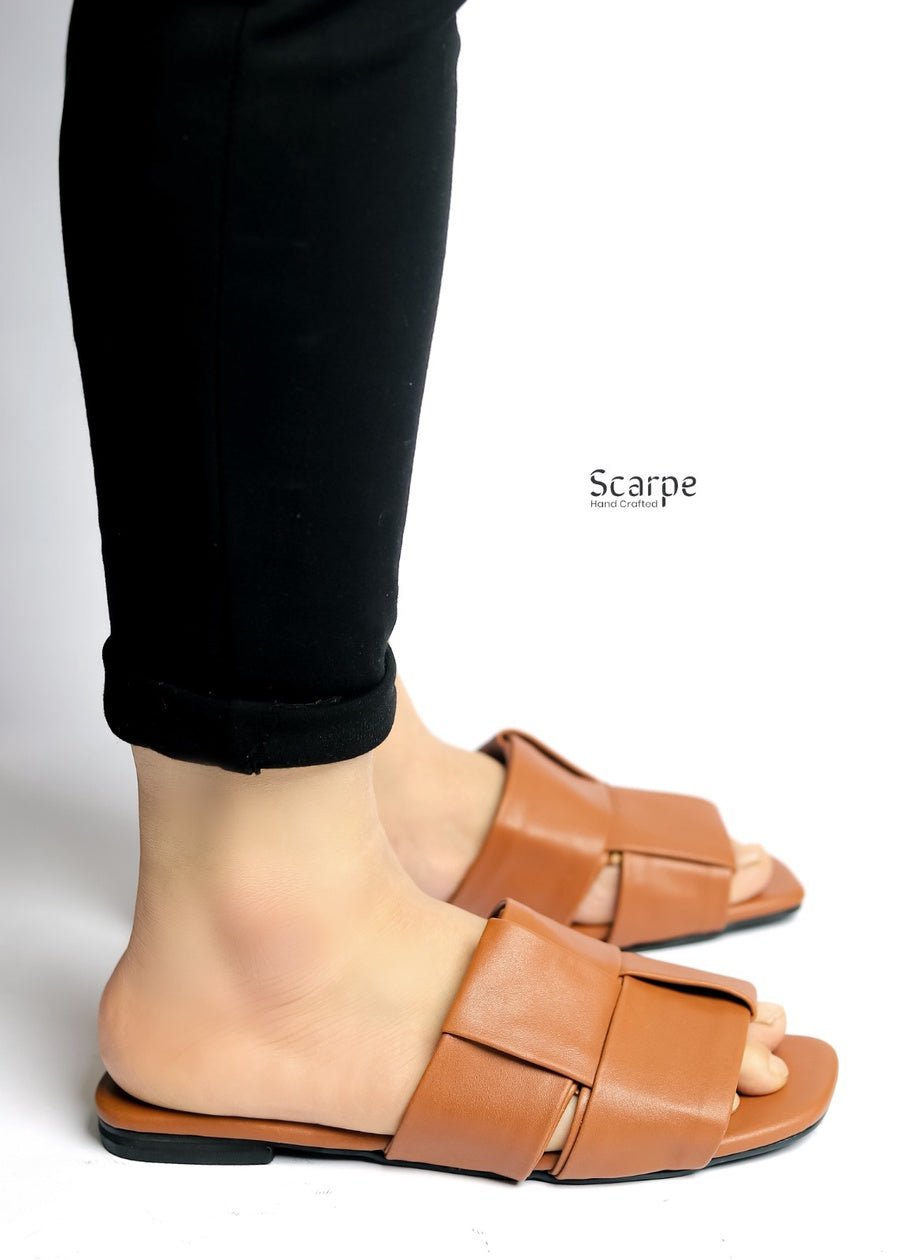H - Strap Canvas Slide Sandals R117 - scarpehandmade