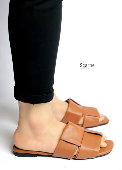 H - Strap Canvas Slide Sandals R117 - scarpehandmade