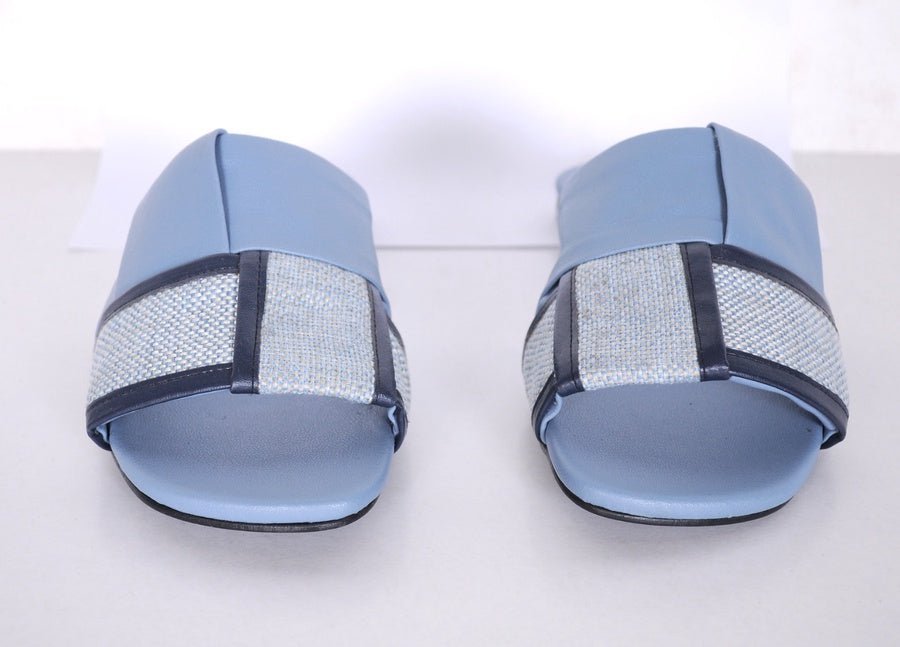 H - Strap Canvas Slide Sandals R117 - scarpehandmade