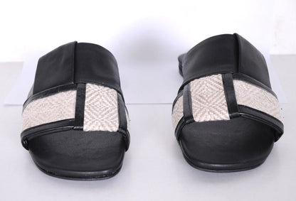 H-Strap Canvas Slide Sandals R117 - scarpehandmade