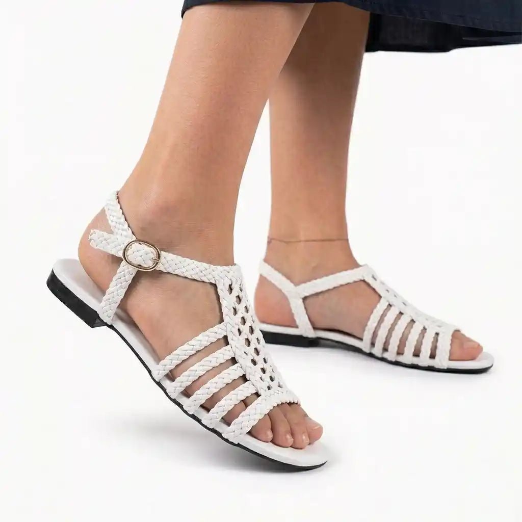 Braided Strappy Flat Sandals - Scarpe