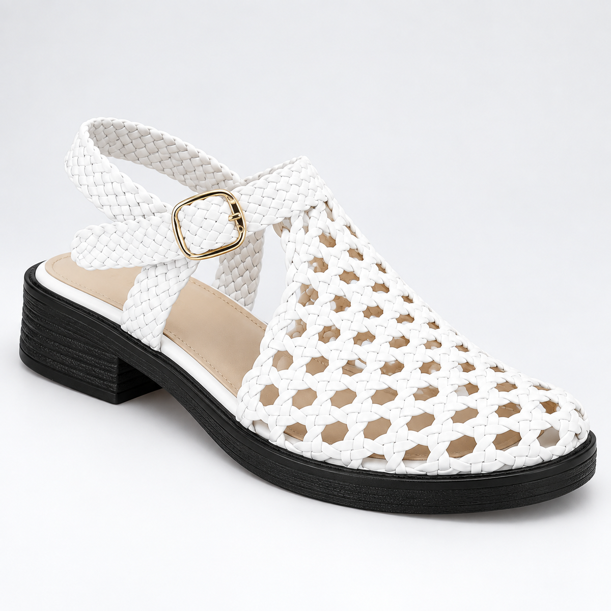 Vesba hand braided flat sandals with a 2 cm heel — Scarpe Handmade