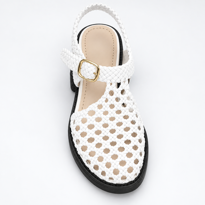 Vesba hand braided flat sandals with a 2 cm heel — Scarpe Handmade