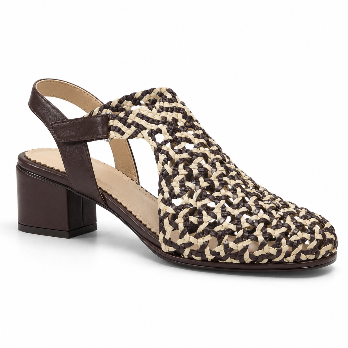 Vesba hand braided velcro sandals with a 3 cm heel, photo 5 - Scarpe Handmade