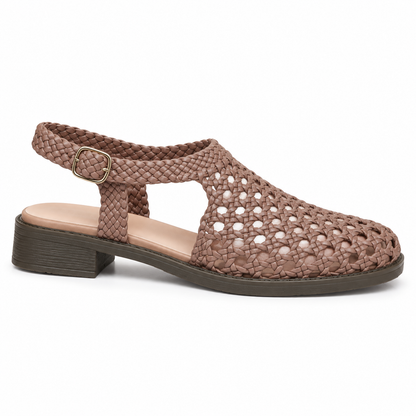 Vesba hand braided flat sandals with a 2 cm heel — Scarpe Handmade