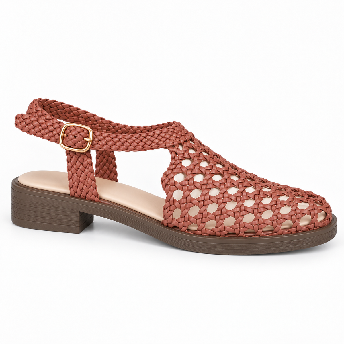 Vesba hand braided flat sandals with a 2 cm heel — Scarpe Handmade