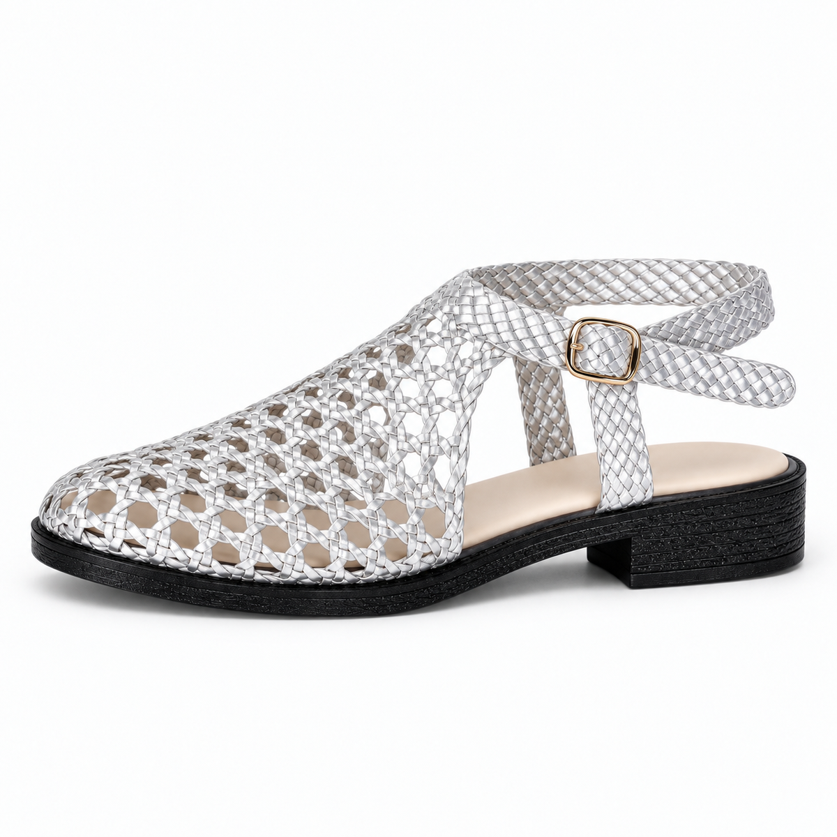 Vesba hand braided flat sandals with a 2 cm heel — Scarpe Handmade