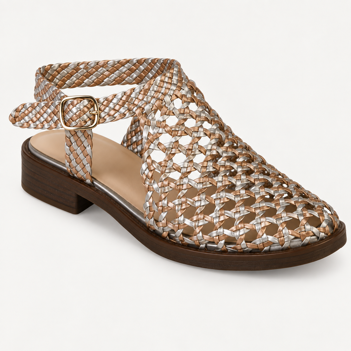 Vesba hand braided flat sandals with a 2 cm heel — Scarpe Handmade