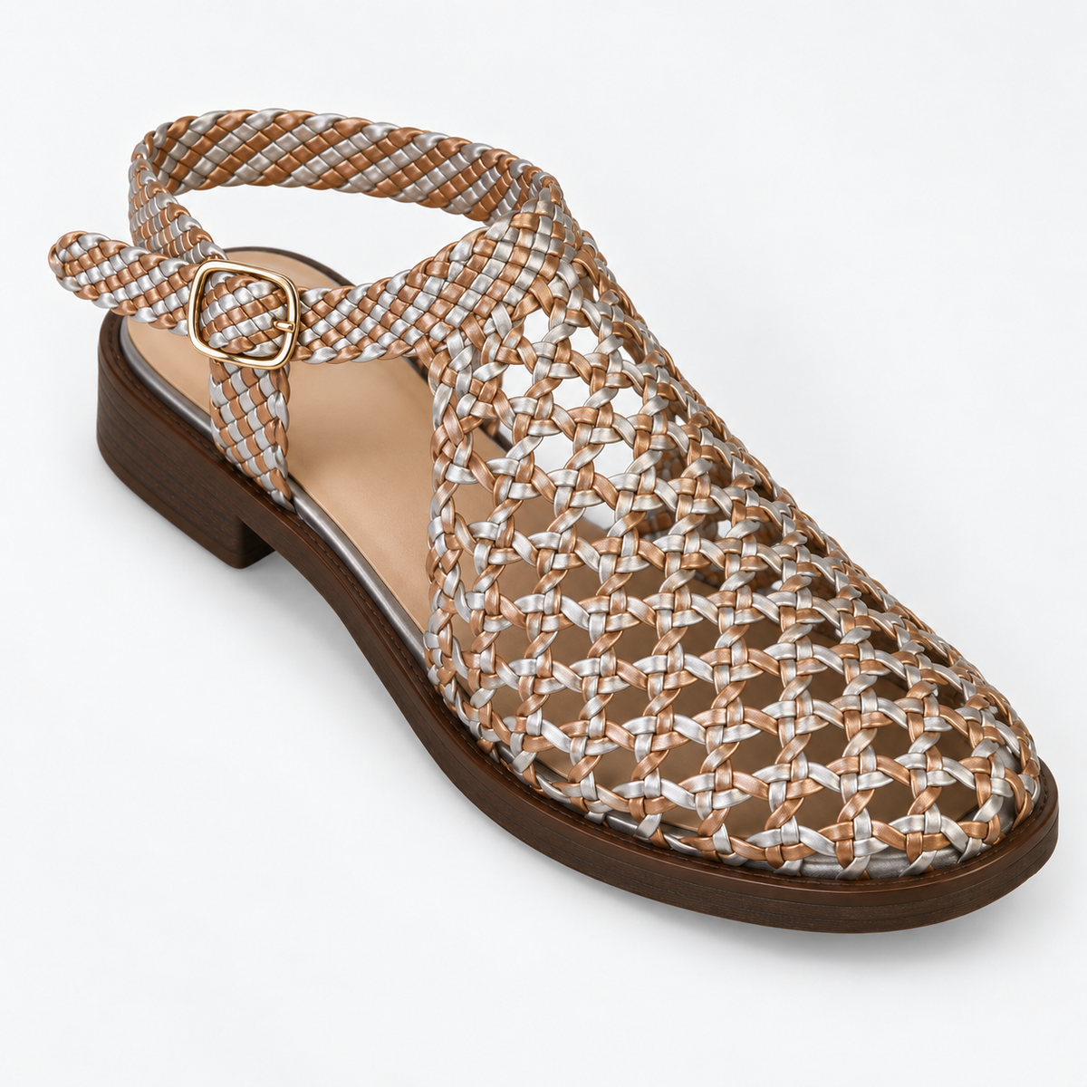 Vesba hand braided flat sandals with a 2 cm heel — Scarpe Handmade