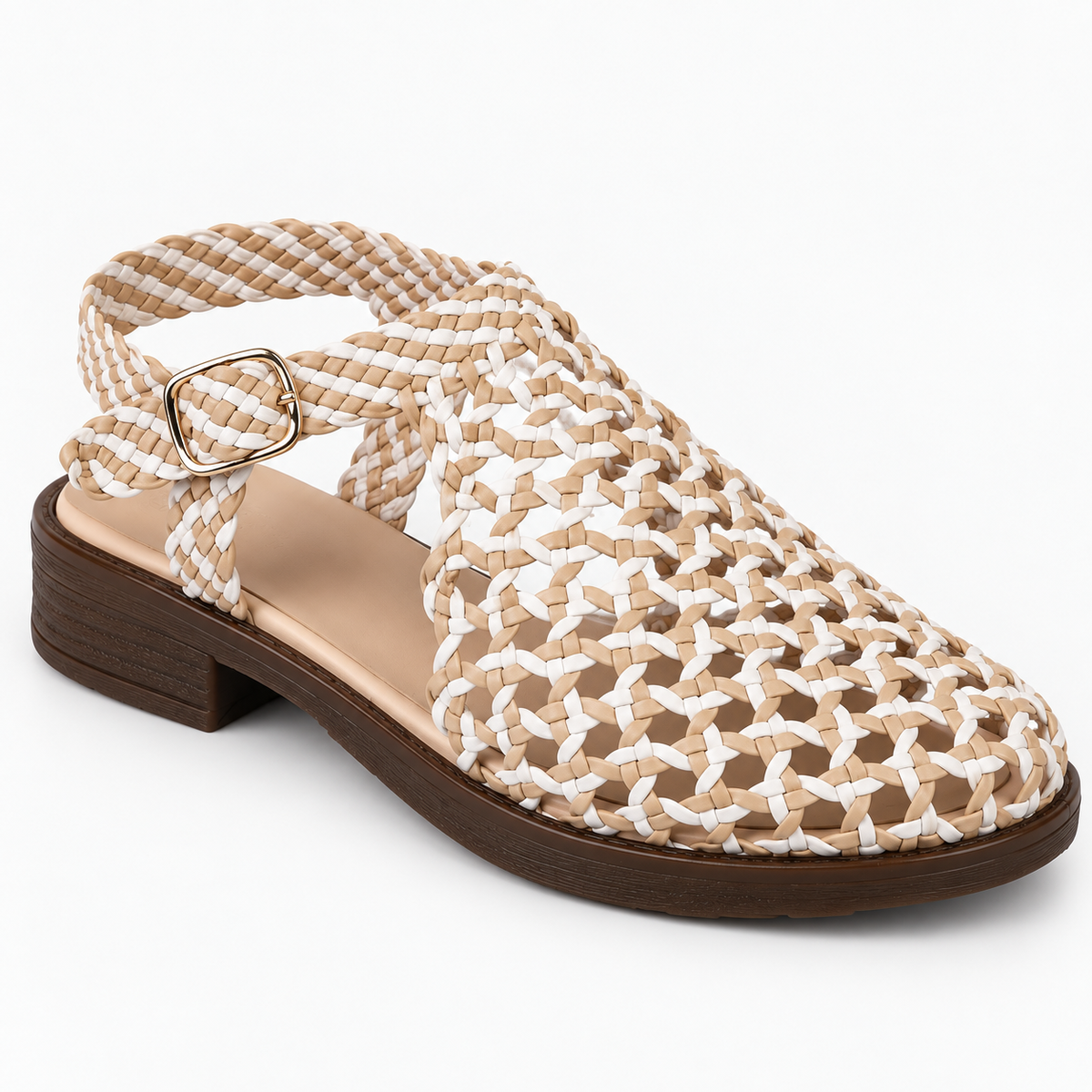 Vesba hand braided flat sandals with a 2 cm heel — Scarpe Handmade