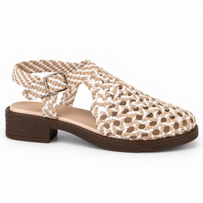 Vesba hand braided flat sandals with a 2 cm heel — Scarpe Handmade