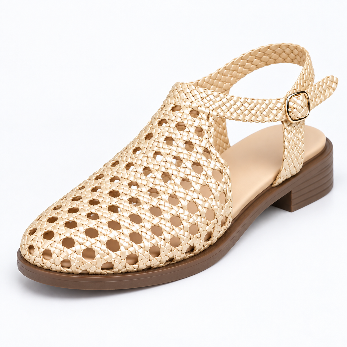 Vesba hand braided flat sandals with a 2 cm heel — Scarpe Handmade