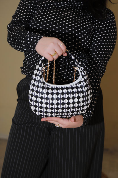Black & White Loop Bag - handwoven handbag, view 2, Scarpe Handmade