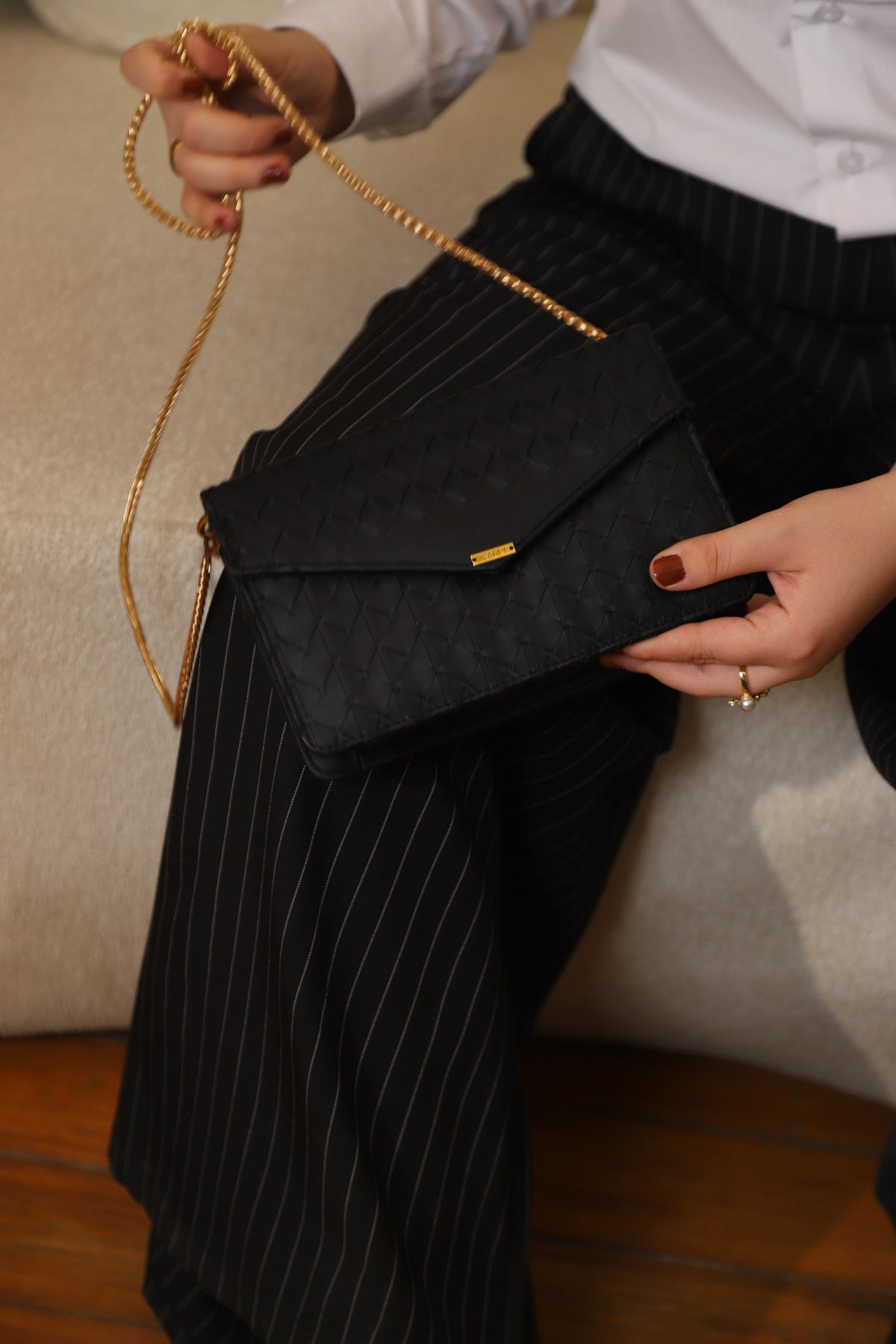 Black Envelope Bag - handwoven handbag, view 2, Scarpe Handmade