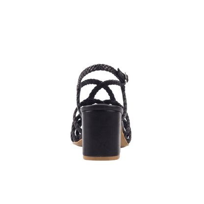 Black Riviera Sandals 7cm - back view block heel - Scarpe