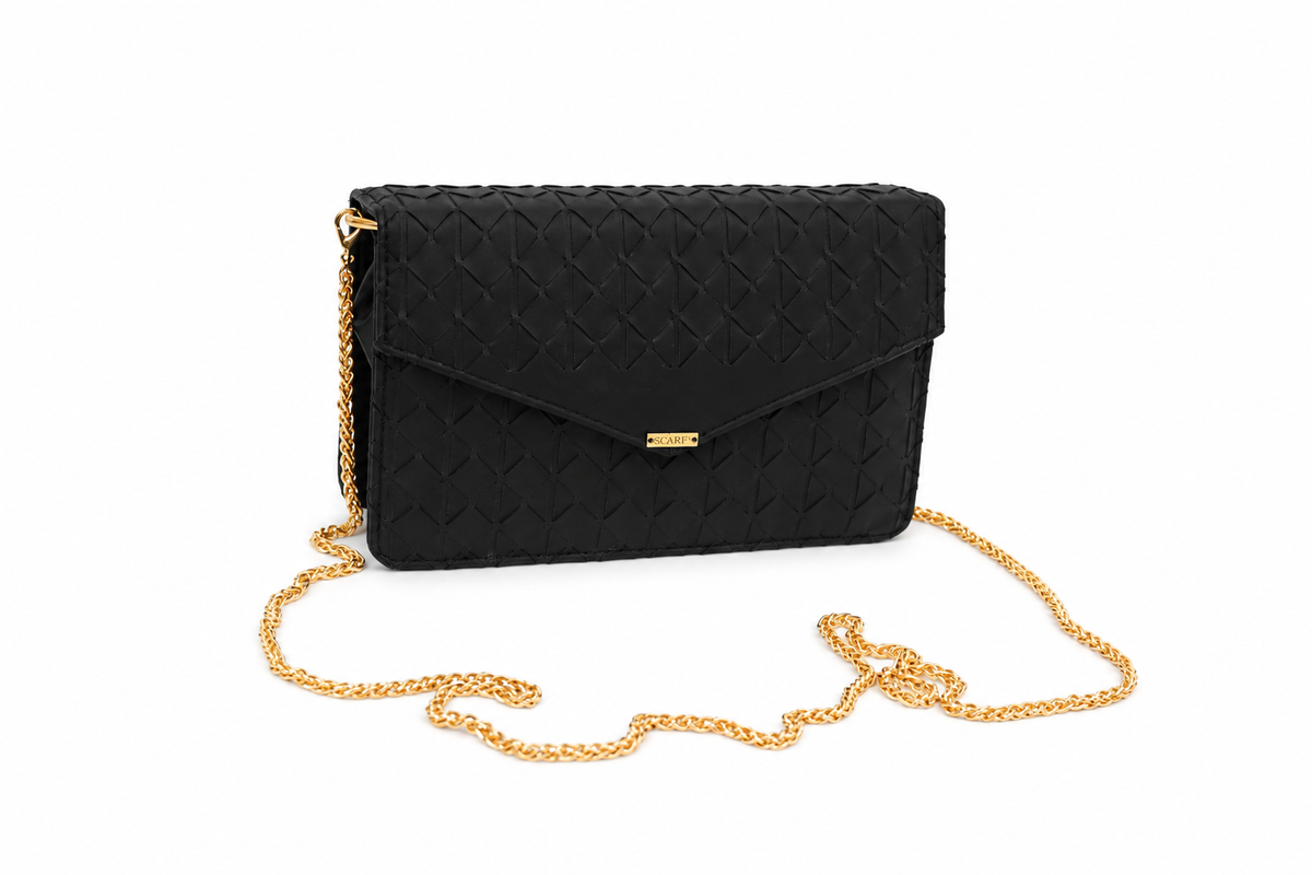 Black Envelope Bag - handwoven handbag, Scarpe Handmade