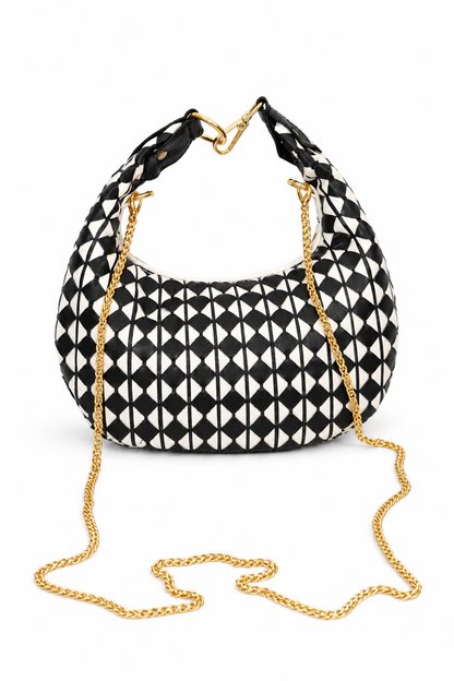 Black & White Loop Bag - handwoven handbag, Scarpe Handmade
