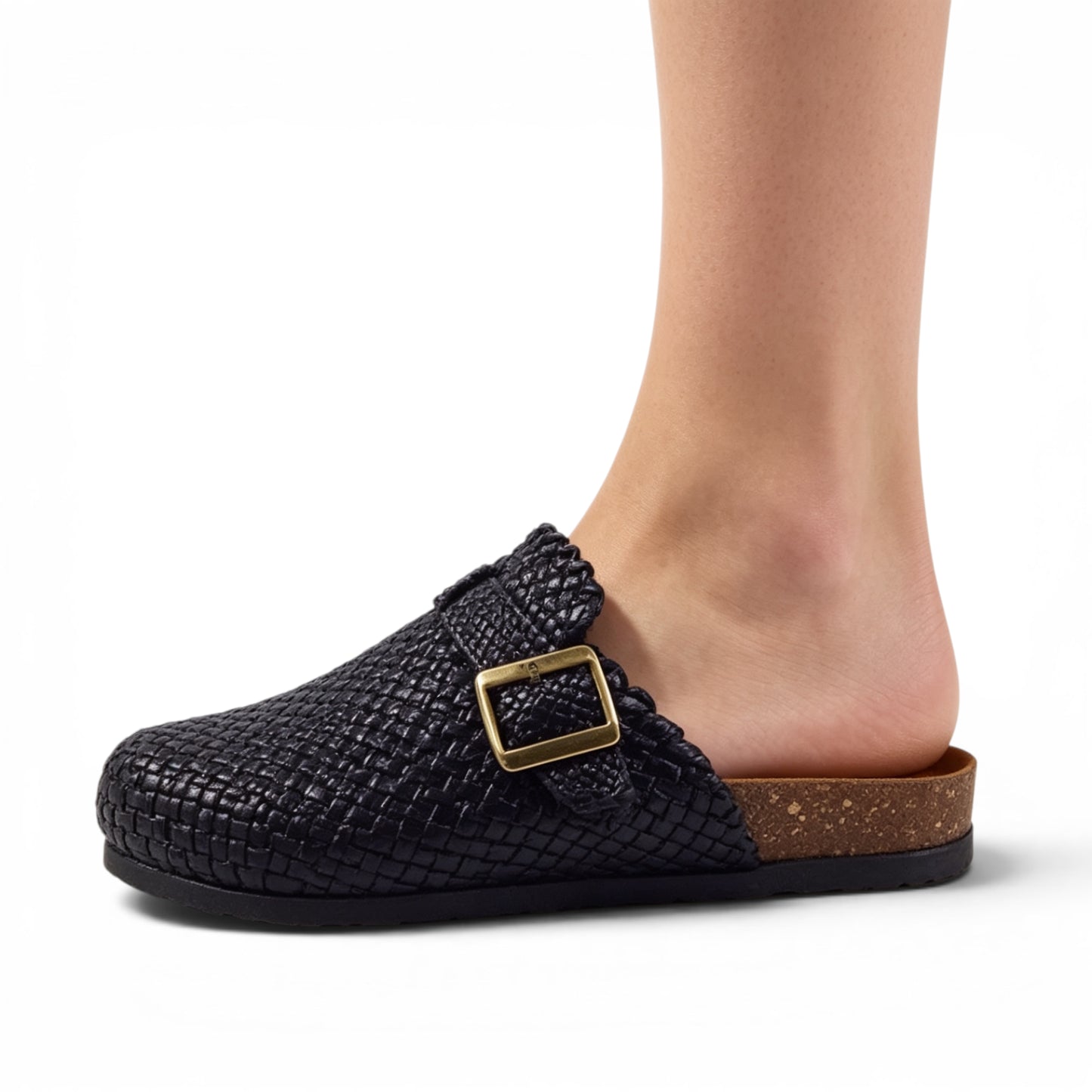 Midnight Buckle Weave Clogs R1101