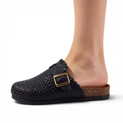 Midnight Buckle Weave Clogs R1101