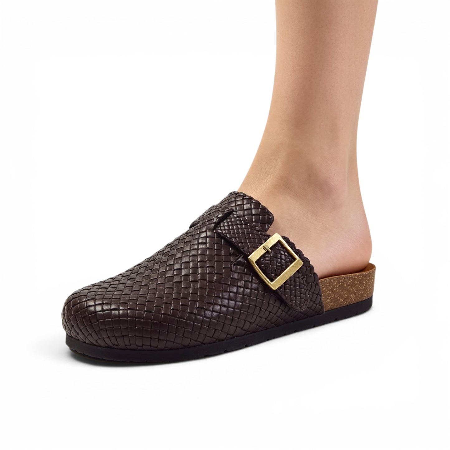 Chestnut Buckle Weave Clogs R1101